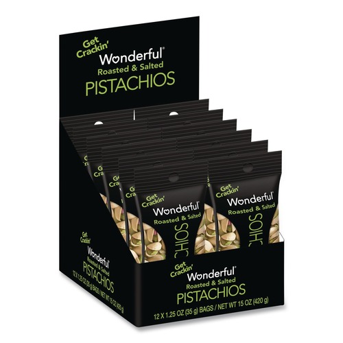Snacks | Paramount Farms 072142A25XA 1.5 oz Wonderful Pistachios In-Shell - Roasted and Salted (12/Box) image number 0