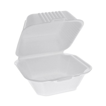Pactiv Corp. SmartLock 5.75 in. x 5.75 in. x 3.25 in. Sandwich Foam Hinged Lid Container - White (504/Carton)
