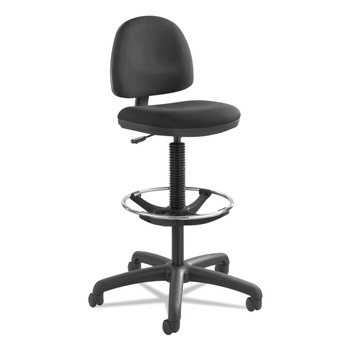 Safco 3401BL Precision Extended Height Swivel Stool W/adjustable Footring, Black Fabric