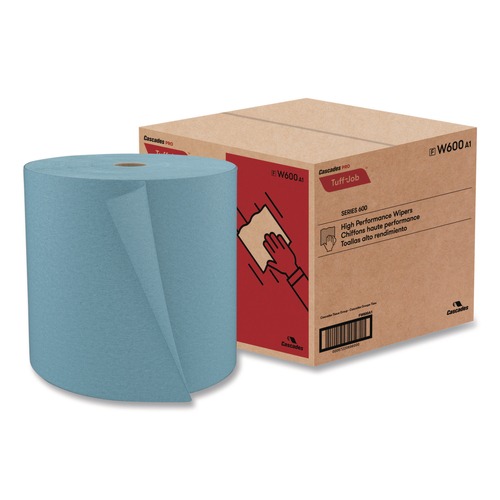 Labor Day Sale! Save $30 off $199! | Cascades PRO W600 12 in. x 13 in. Tuff-Job Jumbo Roll Spunlace Towels - Blue (1 Roll/Carton) image number 0