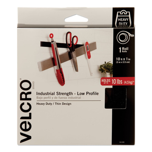 Office & Office Supplies | Velcro 91100 1 in. x 10 ft. Low-Profile Industrial-Strength Heavy-Duty Fasteners - Black (1-Roll) image number 0