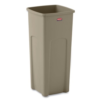 Rubbermaid Commercial Untouchable 23 Gallon Square Plastic Waste Container - Beige