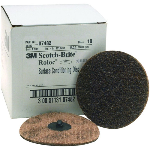 3M 7482 Scotch-Brite Roloc Surface Conditioning Disc Brown 4 in. Coarse (10-Pack) image number 0
