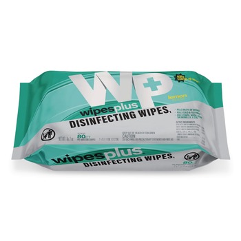 Carlisle WipesPlus 7 in. x 8 in. 1-Ply Disinfecting Surface Wipes - Lemon/White