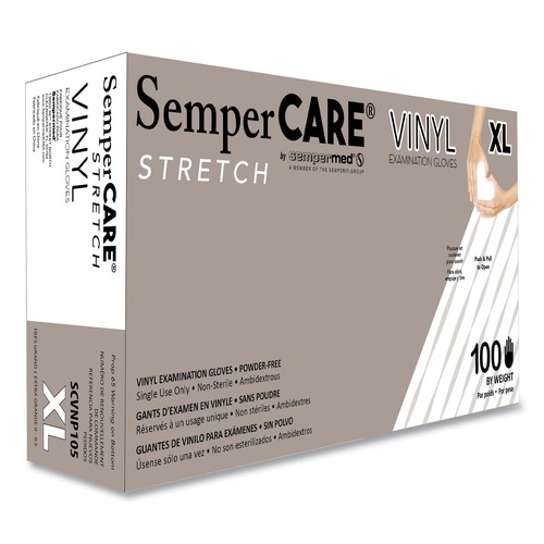 Disposable Gloves | SemperCare SCVNP105 Stretch Vinyl Examination Gloves - X-Large, Cream (1000/Carton) image number 0