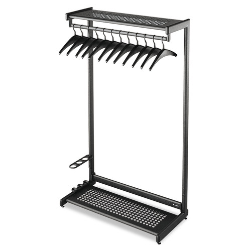  | Quartet 20224 Single-Sided Rack W/two Shelves, 12 Hangers, Steel, 48-in Wide, Black image number 0