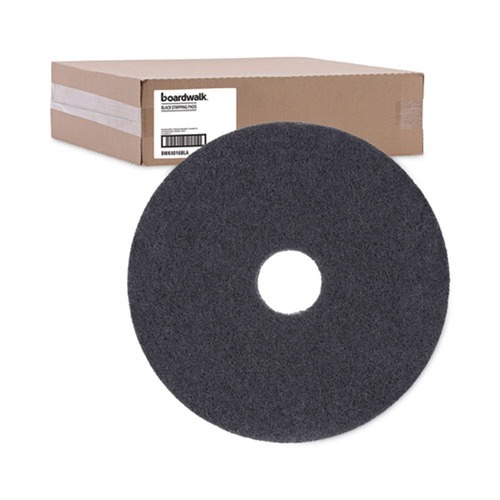 Cleaning & Janitorial Accessories | Boardwalk BWK4016BLA 16 in. Diameter Stripping Floor Pads - Black (5/Carton) image number 0