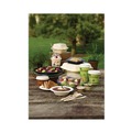 Food Trays, Containers, and Lids | Pactiv Corp. YMCH08030001 EarthChoice 7.8 in. x 7.8 in. x 2.8 in. Bagasse Hinged Lid 3-Compartment Container with Dual Tab Lock - Natural (150/Carton) image number 7