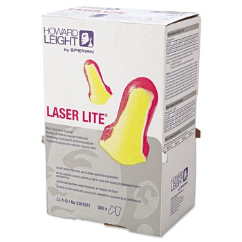 Howard Leight by Honeywell Laser Lite Single-Use Cordless Earplugs - Magenta/Yellow (500 Pairs/Box)
