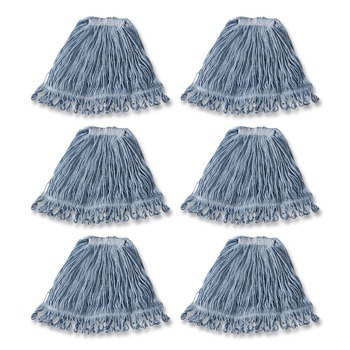 Rubbermaid Commercial Super Stitch Blend Medium Cotton/Synthetic Mop Head - Blue (6/Carton)