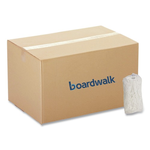 Mops | Boardwalk BWK8003 Enviro Clean Looped Mop Head With Tailband - Large, White (12/Carton) image number 0