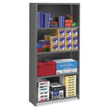 Tennsco ESPC-1236 Closed Commercial 5-Shelf 36 in. x 12 in. x 75 in. Steel Shelving - Medium Gray