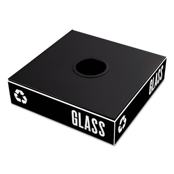 Safco 15.25 in. W x 15.25 in. D x 2 in. H Circular Opening Public Square Recycling Container Lid - Black