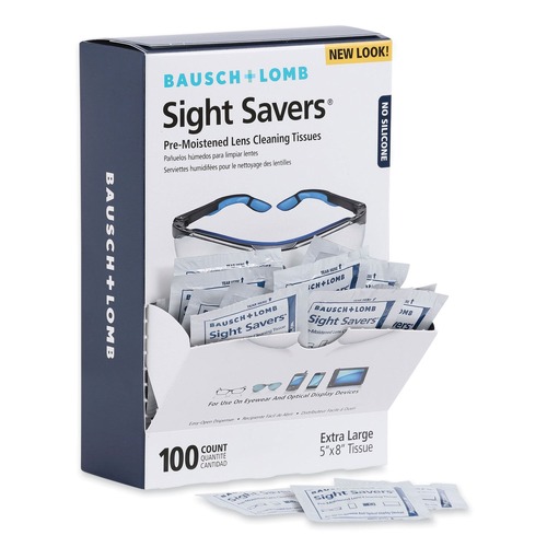  | Bausch & Lomb 8574GM Sight Savers 8 in. x 5 in. Premoistened Lens Cleaning Tissues (100/Box) image number 0