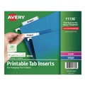 Office Jansan | Avery 11136 2 in. Wide 1/5-Cut Tabs Inserts For Hanging File Folders - White (100/Pack) image number 0