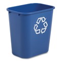 Trash Cans | Rubbermaid Commercial FG295673BLUE 28.13-Quart Rectangular Deskside Recycling Container - Medium, Blue image number 3