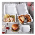  | Pactiv Corp. YTD188030000 8.42 in. x 8.15 in. x 3 in. Dual Tab Lock Foam Hinged Lid Containers - White (150/Carton) image number 3