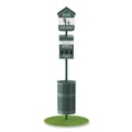Trash & Waste Bins | Furloo FLO1RSG Pet Waste Station with Roll Bag Locking Dispenser, 11.5 Gallon Round Lidded Trash Can, Pole, and Glow-in-the-Dark Sign image number 0