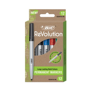 BIC ReVolution Fine Bullet Tip Permanent Markers - Assorted Colors (1-Dozen)
