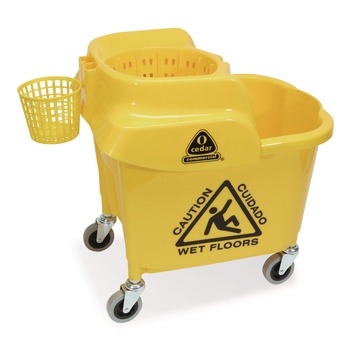 Nexstep Commercial Products MaxiRough Institutional Mop Bucket and Wringer, 35 qt, Yellow