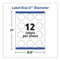 Office Jansan | Avery 22877 2 in. Diameter Round Print-to-the Edge Labels with SureFeed and EasyPeel - Matte White (300/Pack) image number 6