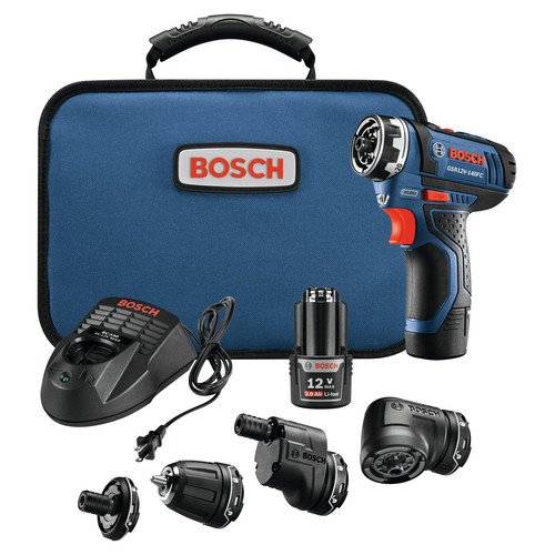 Drill Drivers | Factory Reconditioned Bosch GSR12V-140FCB22-RT 12V Lithium-Ion Max FlexiClick 5-In-1 1/4 in. Cordless Drill Driver System Kit (2 Ah) image number 0