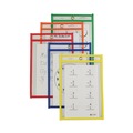 Office Jansan | C-Line 41610 Super Heavy-Duty Top Load 6 in. x 9 in. Insert Reusable Dry Erase Pockets - Clear Front, Assorted Border Colors (10/Pack) image number 3