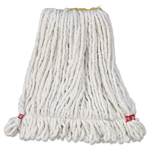Rubbermaid Commercial FGA21106WH00 6-Piece Web Foot Small Shrinkless Cotton/Synthetic Wet Mop Head with 1 in. Headband (White) image number 0