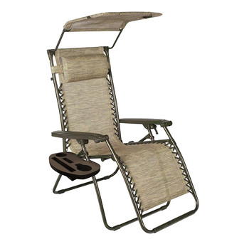 PRODUCTS | Bliss Hammock GFC-452S 300 lbs. Capacity 26 in. Zero Gravity Chair with Adjustable Canopy - Sand