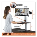 Monitor Stands | Victor DC450 28 in. x 23 in. x 20.25 in. High Rise Electric Dual Monitor Standing Desk Workstation - Black/Aluminum image number 1