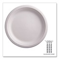 Cutlery | Eco-Products EP-P013PK 9 in. Renewable Sugarcane Plates - Natural White (50/Pack) image number 4