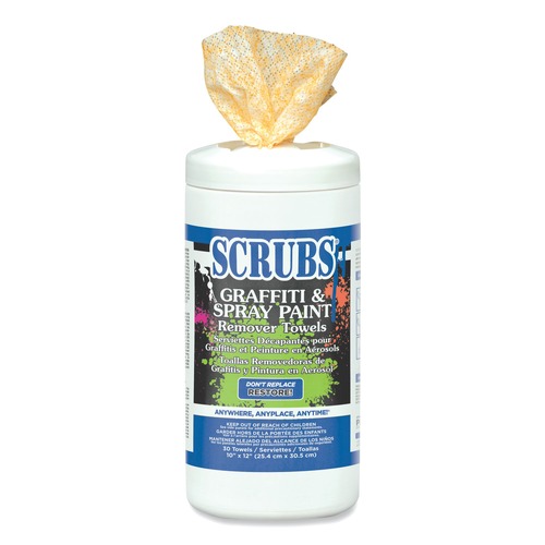 Cleaning & Janitorial Supplies | SCRUBS 90130 Graffiti and Paint Remover Towels, 10 in. x 12 in. (6 Canisters/Case, 30/Canister) image number 0