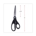 Office Jansan | Universal UNV92009 8 in. Long 3.75 in. Cut Length Stainless Steel Office Scissors - Black Straight Handle image number 3