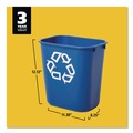 Trash & Waste Bins | Rubbermaid Commercial FG295573BLUE 13.63-Quart Rectangular Deskside Recycling Container - Small, Blue image number 4