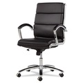  | Alera ALENR4219 Neratoli Series Supports Up to 275 lbs. Mid-Back Slim Profile Faux Leather Chair - Black Seat/Back, Chrome Base image number 3