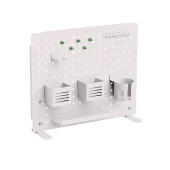 Kantek 20.58 in. x 1 in. x 17 in. 3-Compartment Steel Pegboard Organizer - White