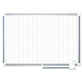 White Boards | MasterVision MA0592830 48 in. x 36 in. 1 in. x 2 in. Cells Gridded Magnetic Steel Dry Erase Project Planning Board - White Surface/Satin Aluminum Frame image number 0