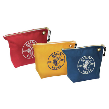 CASES AND BAGS | Klein Tools 5539CPAK 3-Piece Assorted Canvas Zipper Bags - Red, Blue, Yellow