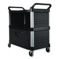 Utility Carts | Rubbermaid Commercial FG409500BLA 40.63 in. x 20.75 in. x 37.81 in. 300 lbs. Capacity 3 Shelves Plastic Xtra Equipment Cart - Black image number 2