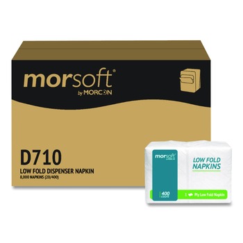 Morcon Paper D710 Morsoft 3.5 in. x 5 in. 1-Ply Low Fold Dispenser Napkins - White (8000/Carton)