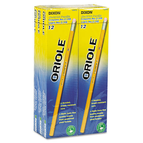 Pencils | Dixon X12872 Oriole HB (No. 2) Pencil Value Pack - Black Lead/Yellow Barrel (72/Pack) image number 0