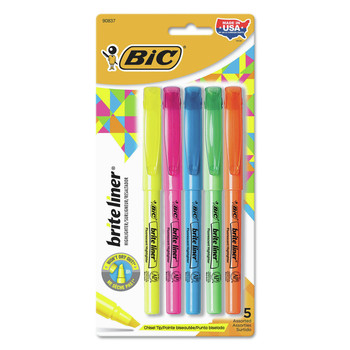 BIC Brite Liner Chisel Tip Highlighter - Assorted Ink/Barrel Colors (1-Set)