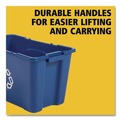 Trash & Waste Bins | Rubbermaid Commercial FG571873BLUE 18 Gallon Polyethylene Stacking Recycle Bin - Blue image number 5