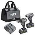 Combo Kits | FLEX FXM205-2A 24V Advantage Brushless Lithium-Ion 1/2 in. Cordless 2-Speed Drill Driver and 1/4 in. Hex Impact Driver Combo Kit with 2 Batteries (2.5 Ah) image number 0