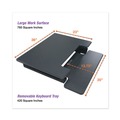 Cleaning & Janitorial Supplies | Victor VCTDCX760G 36 in. x 31.25 in. x 5.25 in. to 20 in. High Rise Height Adjustable Standing Desk with Keyboard Tray - Gray/Black image number 4