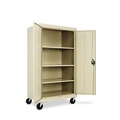 | Alera CM6624PY 36 in. x 24 in. x 66 in. Assembled Mobile Storage Cabinet with Adjustable Shelves - Putty image number 1