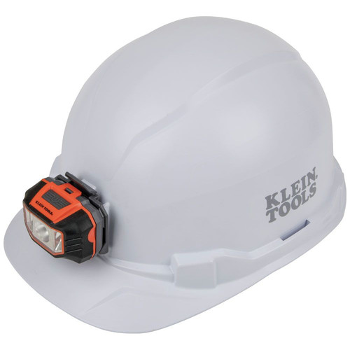 Hard Hats | Klein Tools 60107 Non-Vented Cap Style Hard Hat with Headlamp - White image number 0