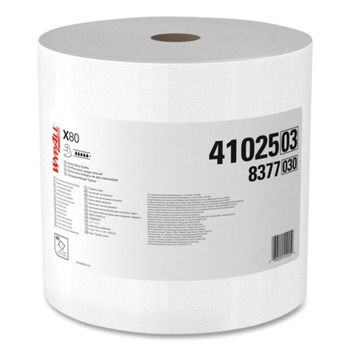 WypAll 12.4 in. x 12.2 in. Power Clean Jumbo Roll X80 Heavy Duty Cloths - White (475/Roll)