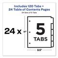 Office Jansan | Avery 11167 Ready Index 11 in. x 8.5 in. 5-Tab 1 to 5 Uncollated Customizable TOC Dividers - Multicolor Tabs/White (24/Box) image number 1