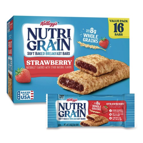 Food Service | Kellogg's 511386 1.3 oz. Bar Nutri-Grain Soft Baked Breakfast Bars - Strawberry (16/Box) image number 0